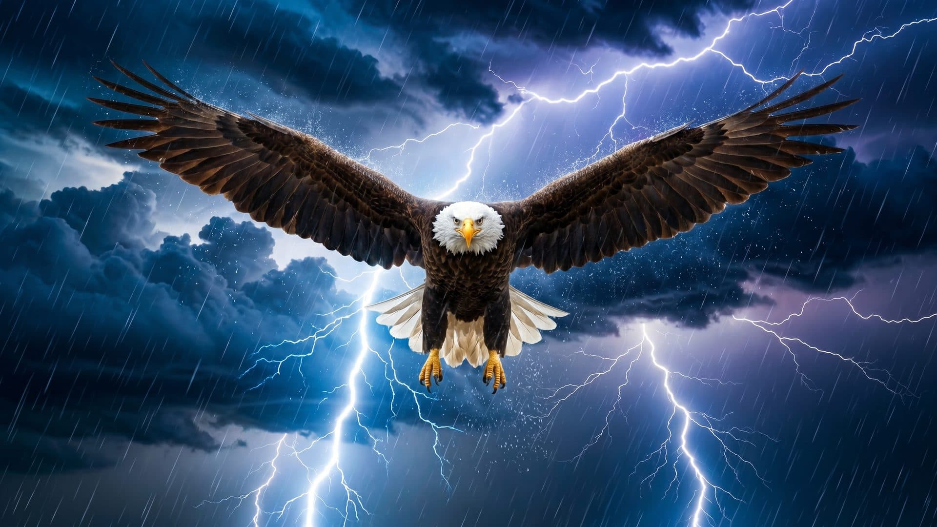 Eagle in storm
